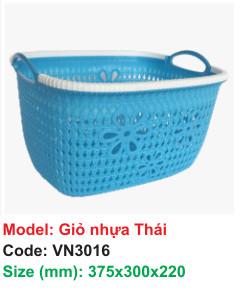 Giỏ nhựa thái - Code: VN3016 - Size: 375x300x220